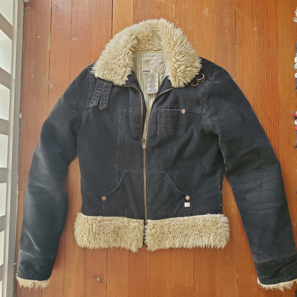 RARE Roxy Faux Fur Trimmed Jacket